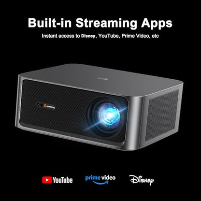 HAPPRUN 2500 ANSI Lumens Outdoor Projector with Built-in Streaming Apps, 4K Decoding Resolution, Dolby Audio, WiFi 6 and Bluetooth 5.2 for Indoor and