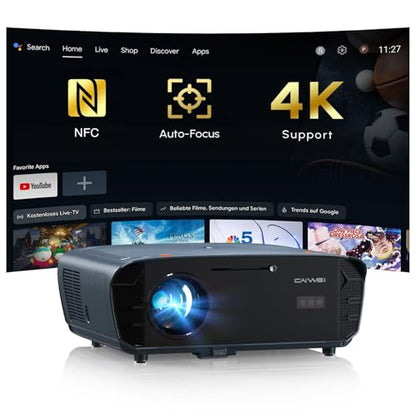 Smart Projector 4K with Google TV, 2400 ANSI Lumens Daytime Viewing, HDR10, NFC, WiFi 6,Bluetooth 5.4, DB Audio, HDMI ARC 2.1,Auto
