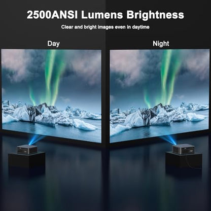 HAPPRUN 2500 ANSI Lumens Outdoor Projector with Built-in Streaming Apps, 4K Decoding Resolution, Dolby Audio, WiFi 6 and Bluetooth 5.2 for Indoor and