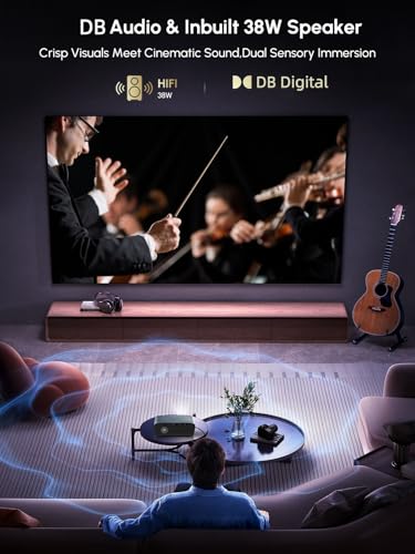 Smart Projector 4K with Google TV, 2400 ANSI Lumens Daytime Viewing, HDR10, NFC, WiFi 6,Bluetooth 5.4, DB Audio, HDMI ARC 2.1,Auto