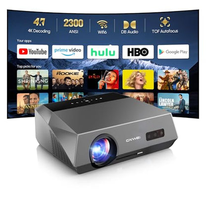 Smart 4K Daylight Projector with WiFi Bluetooth Google TV NFC, 2300ANSI High Lumen 4K HDR Support, ToF Auto Focus & Keystone, HDMI ARC 2.1