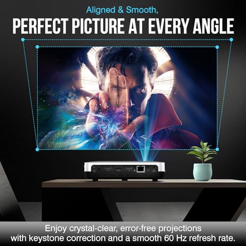 S7 4K Projector – 7000 Lumens, 3D Android Smart Projector - 3840x2160 Resolution, Free Projector Screen, Free mount, 300" Display, Bluetooth & Wi-Fi