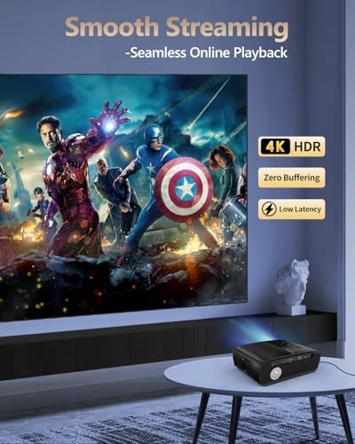 Daylight Projector 4K HDR Home Theater, Smart Daytime Movie Gaming TV Projectors with WiFi 6, NFC, Bluetooth, Apps, ToF Auto Focus, HDMI ARC,2200ANSI