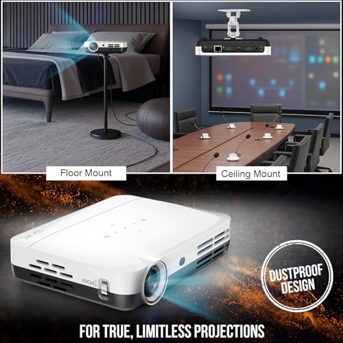 S7 4K Projector – 7000 Lumens, 3D Android Smart Projector - 3840x2160 Resolution, Free Projector Screen, Free mount, 300" Display, Bluetooth & Wi-Fi
