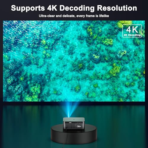 HAPPRUN 2500 ANSI Lumens Outdoor Projector with Built-in Streaming Apps, 4K Decoding Resolution, Dolby Audio, WiFi 6 and Bluetooth 5.2 for Indoor and