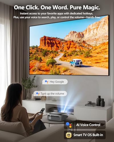 Smart 4K Daylight Projector with WiFi Bluetooth Google TV NFC, 2300ANSI High Lumen 4K HDR Support, ToF Auto Focus & Keystone, HDMI ARC 2.1