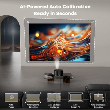 [Official Licensed Apps/40W Dolby Audio]Projector with WiFi and Bluetooth with Smart OS 2.0&AI Auto 3s Focus Outdoor-Projector-4K, ONOAYO ONO5Pro