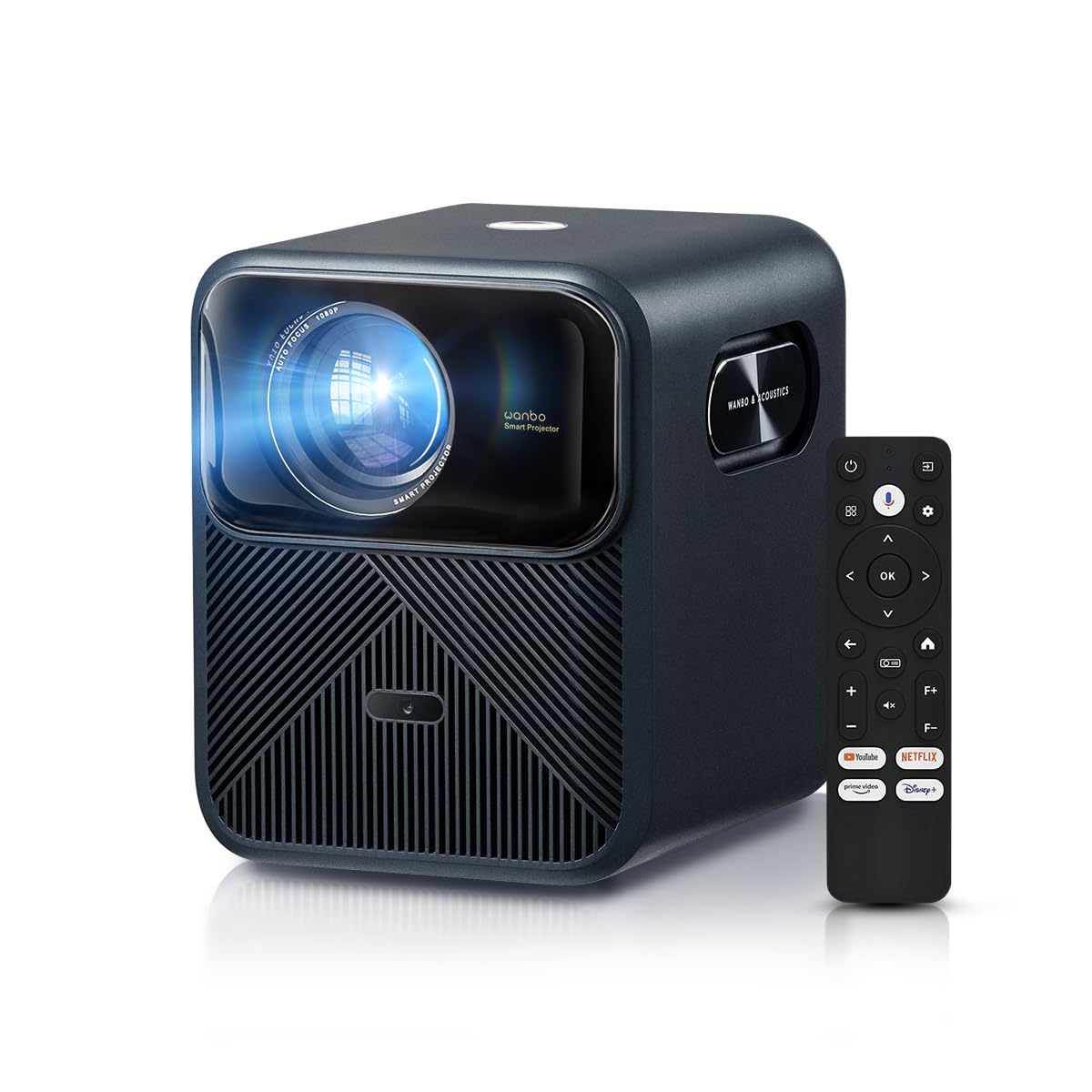 [Google TV/ 1200 ANSI/ HDR 10] Wanbo Mozart 1 Pro 4K Smart Projector with WiFi and Bluetooth. Outdoor & Home Movie Proyector, 20W Speakers, 1080P