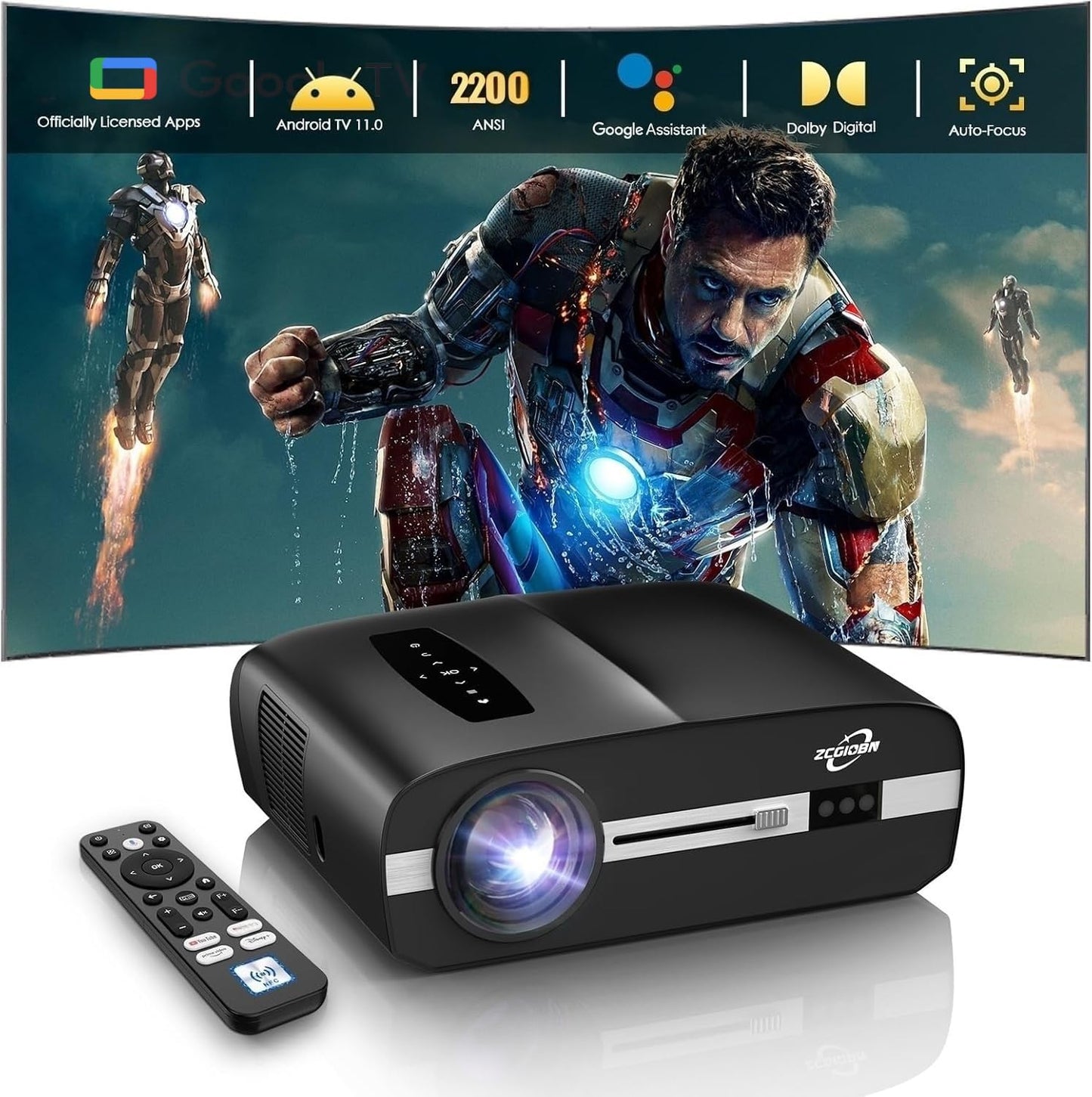 Daylight Projector 4K HDR Home Theater, Smart Daytime Movie Gaming TV Projectors with WiFi 6, NFC, Bluetooth, Apps, ToF Auto Focus, HDMI ARC,2200ANSI