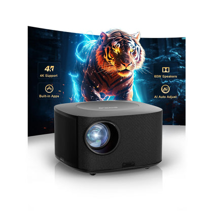 Outdoor-Projector-4K with WiFi and Bluetooth:[Ultra-High Bright/60W Dolby Audio/Official Licensed Apps],Smart-Projector with AI Auto Focus,ONOAYO